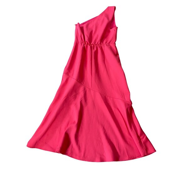 Sam Edelman Midi Dress Hot Pink One-Shoulder Side Slit Size 2 - Picture 2 of 9